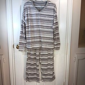 Nautica Fleece Pajamas Pajama Set 2-Piece Cozy Winter Gray Women's Size M NWOT